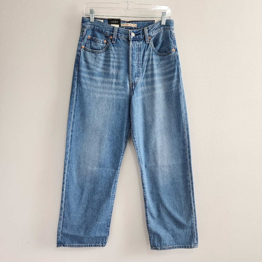 Levi's Premium Ribcage Jeans Womens Size 28 Blue Ankle Straight Cotton Denim